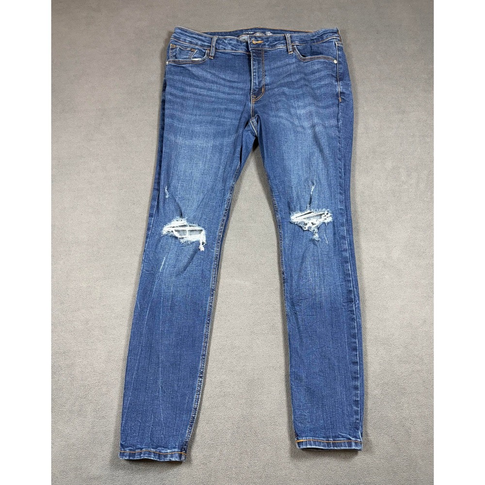 Old Navy Rockstar Super Skinny Jeans Womens 14 Blue Distressed Mid-Rise Denim